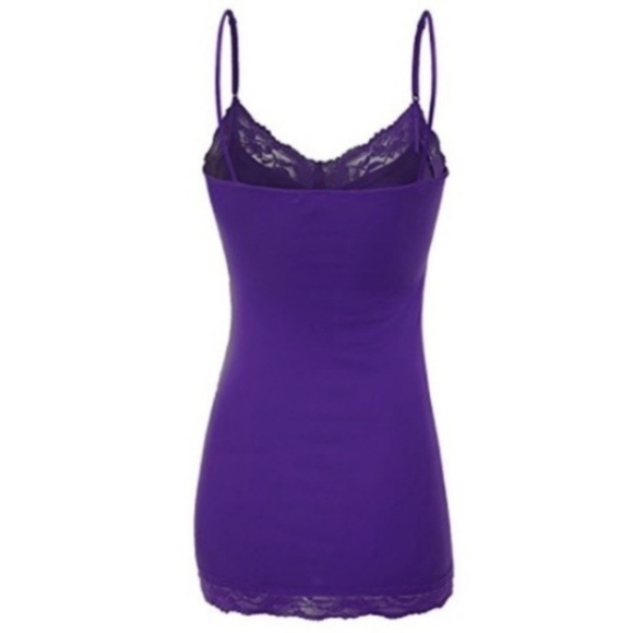 Basic Dark Purple Lace Trim Cami - Picture 4 of 4